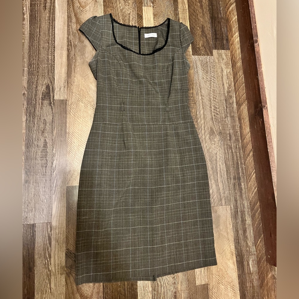 Plaid dress fitted knee length bodycon size 0